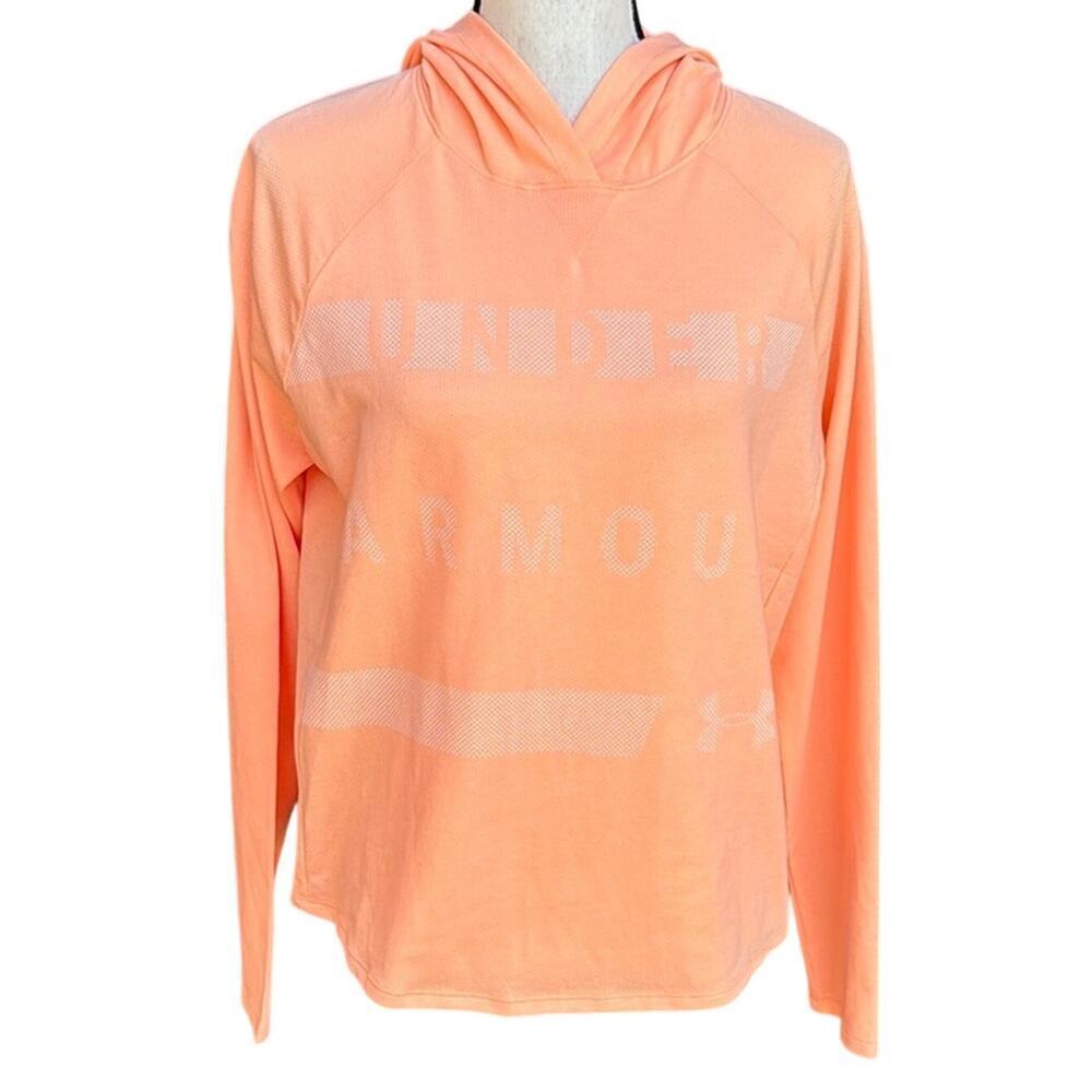 Under Armour Women's Lightweight Pullover Hoodie Peach Orange Pink Medium M